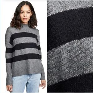 Rails cashmere wool silk striped mock neck pullover sweater metallic thread soft